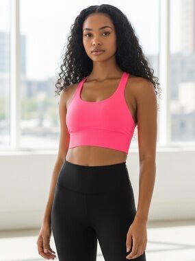 Women’s Seamless Sports Bra W/Crisscross Back Hot Pink High Impact Size-XXL NIB